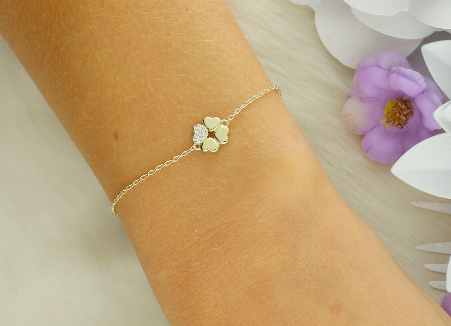 Bransoletka Nomination Italy Petit Sparkle 242300 003 – srebrna pozłacana z koniczynką, cyrkonie.jpg